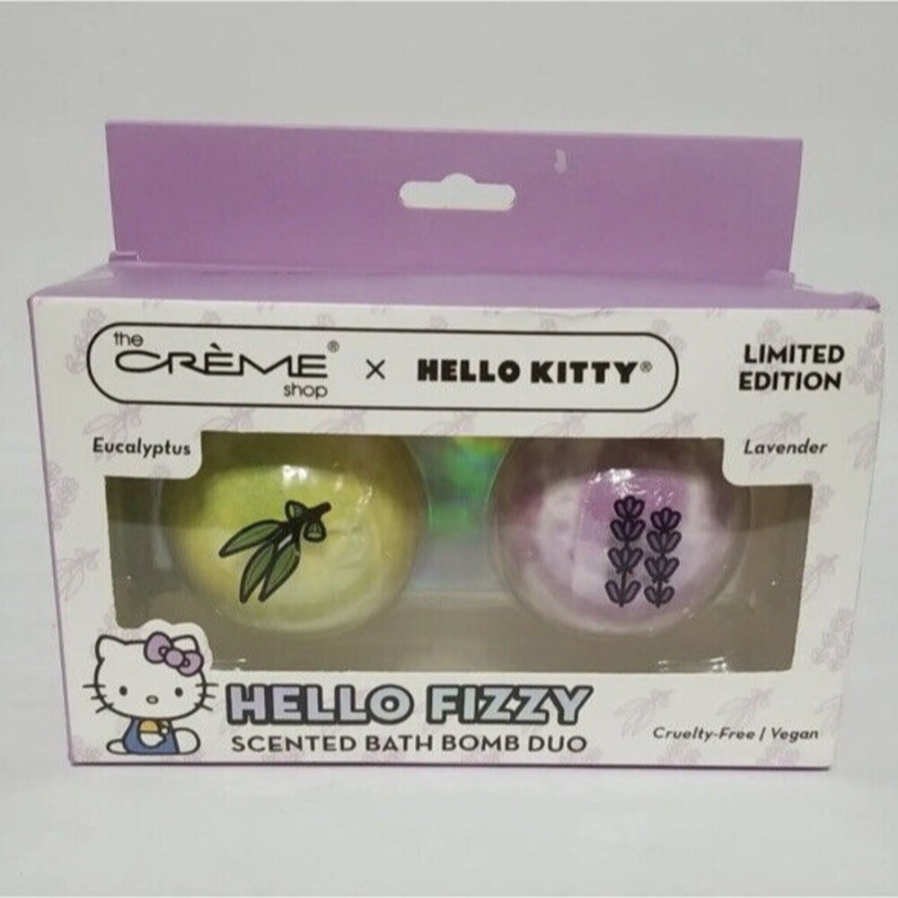 The Creme Shop Hello Kitty Scented Bath Bomb Spa Duo Eucalyptus Lavender New